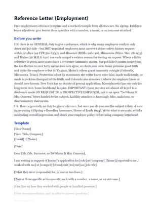 First page of the How to Write a Reference Letter (With Example .docx, showing before you write