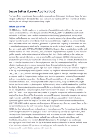 First page of the Leave Letter and Application .docx, showing before you write and template