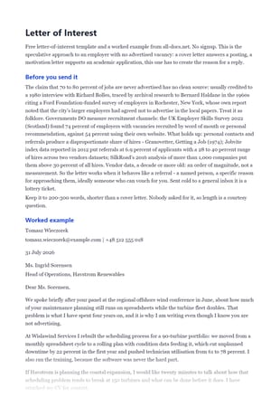 First page of the Letter of Interest .docx, showing before you send it and worked example